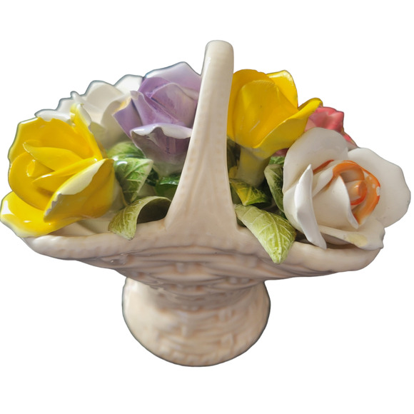 Ceramic Flower Basket Signed Japan Wicker looking Basket Excellent condition - Picture 2 of 8